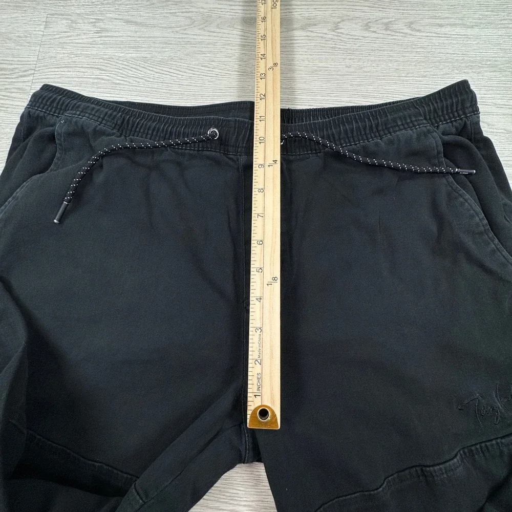Tony Hawk Mens Jogger Pants Black Large Elastic Drawstring Waist Zipper Pockets‎